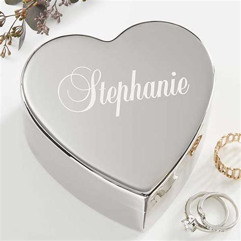 metal heart jewelry box|personalized silver heart keepsake box.